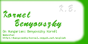 kornel benyovszky business card